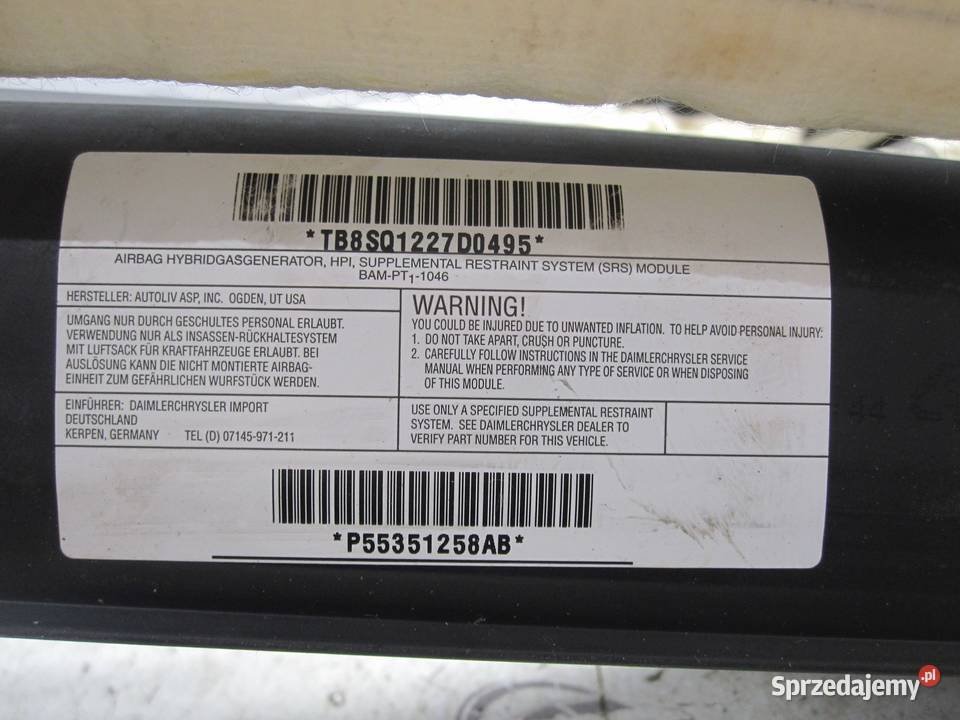 JEEP PATRIOT 08r AIRBAG kurtyna prawa 55351258AB Rok produkcji 2008 Kielce