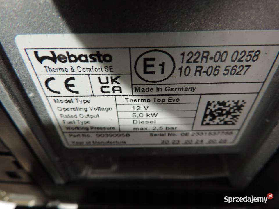 WEBASTO Volkswagen Transporter T6 NOWE osobowe