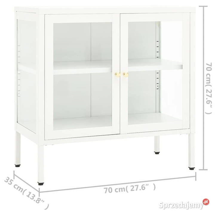 Szafka boczna biała 70x35x70 stal i szkło