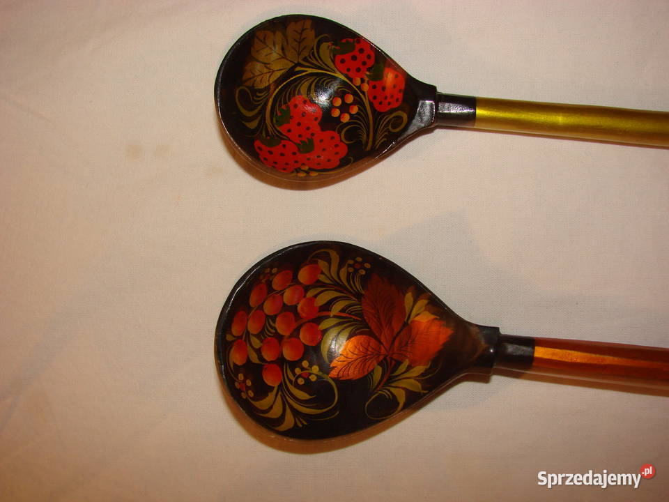 Chochłoma długa drewniana łyżka Rękodzieło pomorskie Pruszcz Gdański