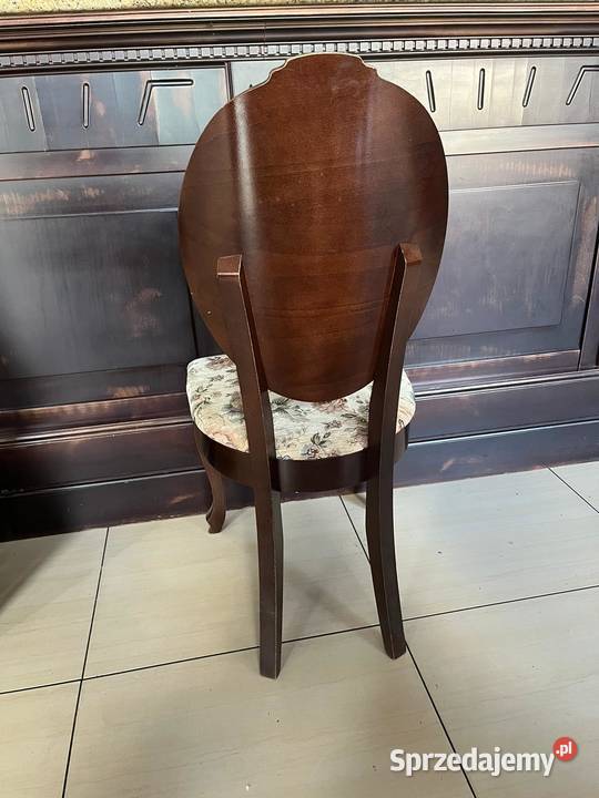 KRZESŁO fotel DREWNO Z OBICIEM motym KWIATOWY 4 Krzesła śląskie Pszczyna