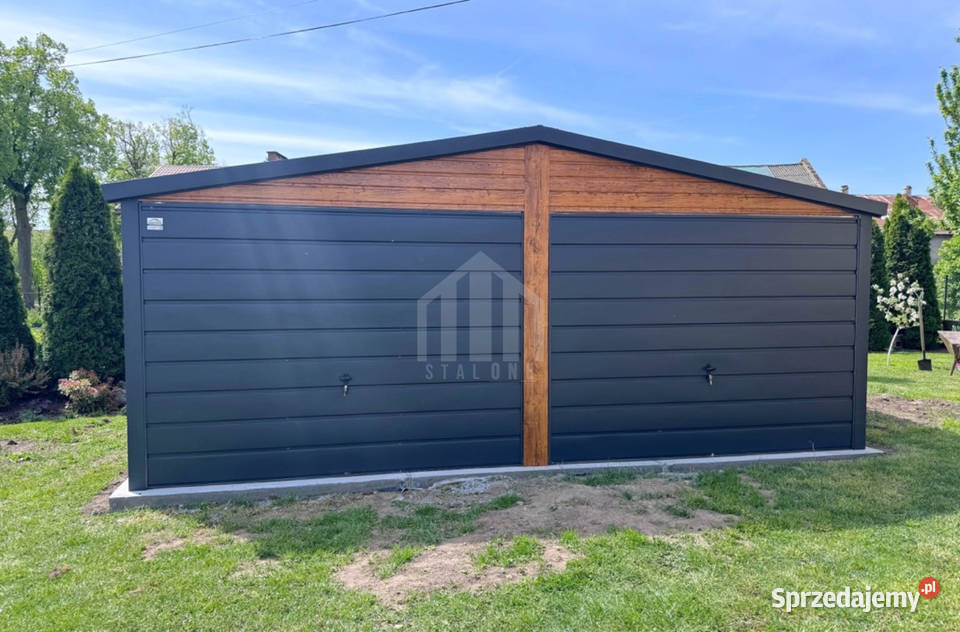 Garaż blaszany 6x5m 2x brama uchylna okno dach Grudziądz