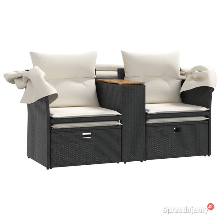 2os sofa ogrodowa z daszkiem i podnóżkami czarna mazowieckie
