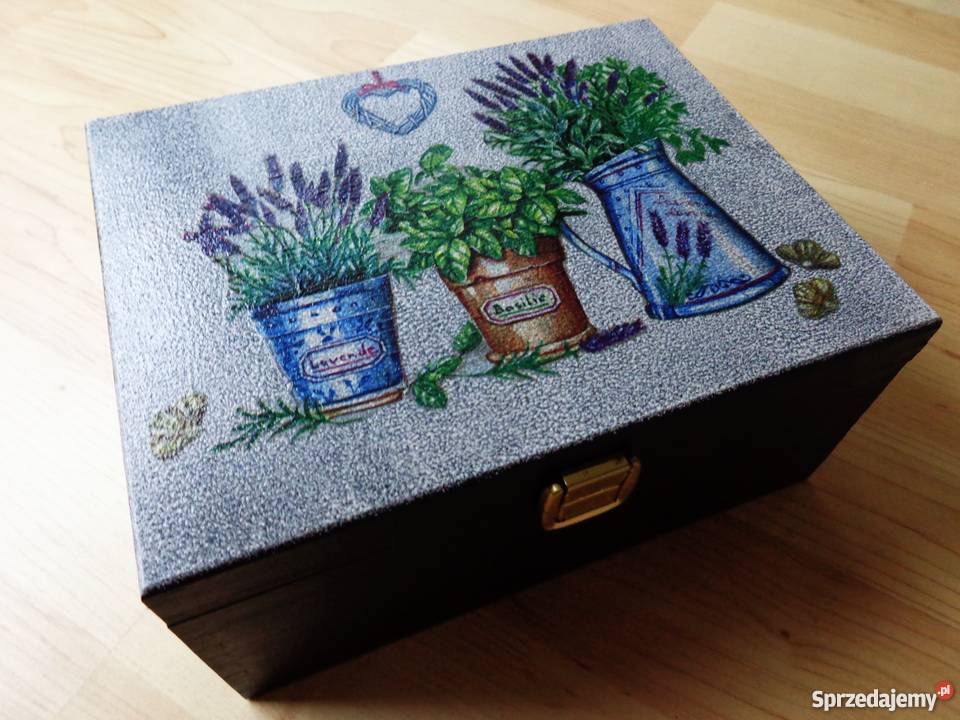 LAWENDA i BAZYLIA Drewniana ozdobna skrzyneczka wielokolorowy Warszawa