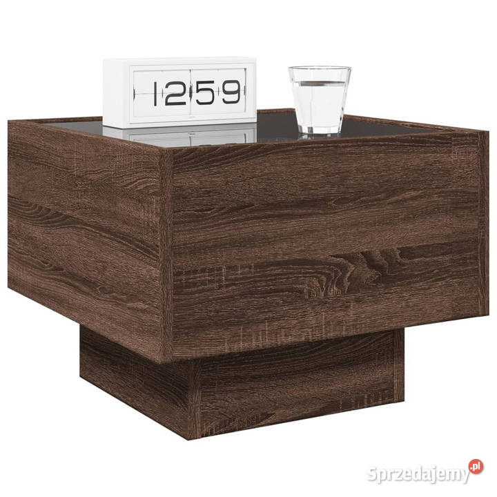 Stolik nocny z LED Infinity brązowy dąb 40x40x30 mazowieckie Warszawa