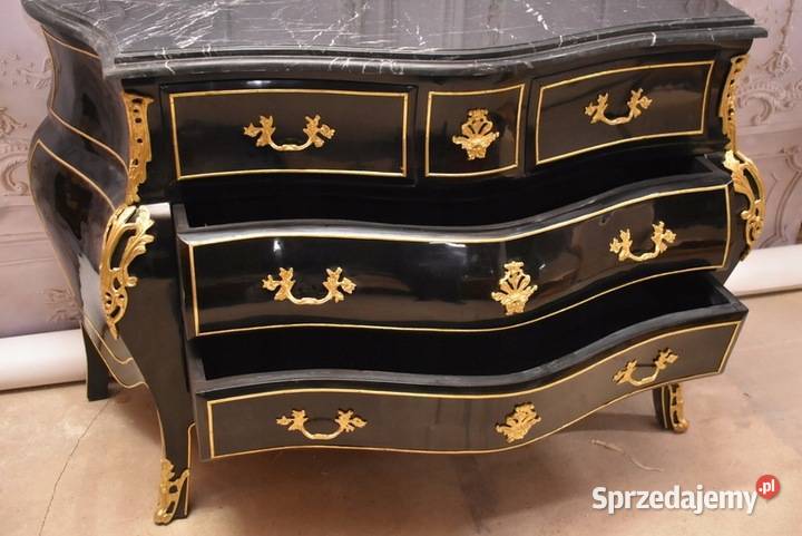 Królewska Czarna Komoda Vintage Szafa Złote Komody małopolskie Kraków
