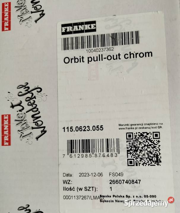Bateria kuchenna z wyciąganą wylewką Orbit Sopot