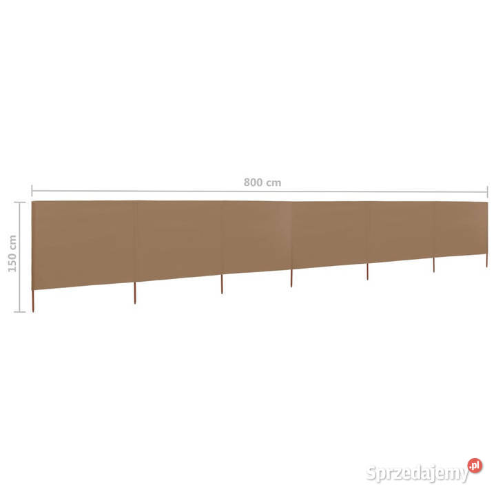 Parawan 6skrzydłowy z tkaniny 800x120 taupe mazowieckie