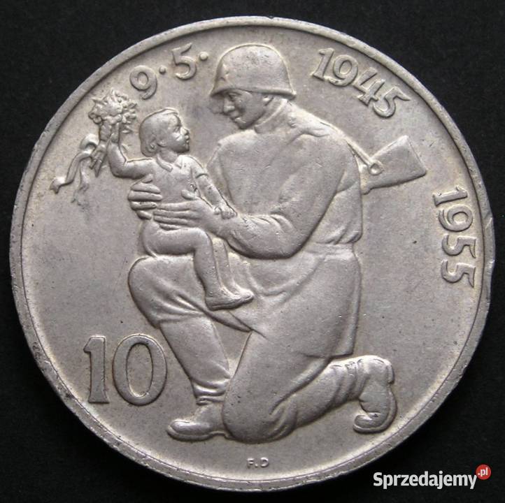 Czechosłowacja 10 koron 1955 - Żołnierz - srebro