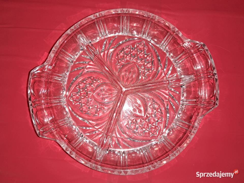 Półmisek kryształowy trzysekcyjny z PRLu Pozostałe
