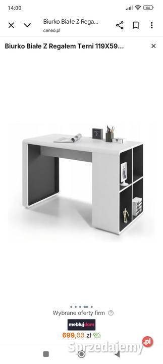 Biurko białe matowe z czterema półkami śląskie Sosnowiec sprzedam