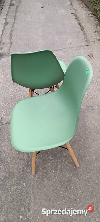 Krzesło styl skandynawski zielone nogi buk Krzesła