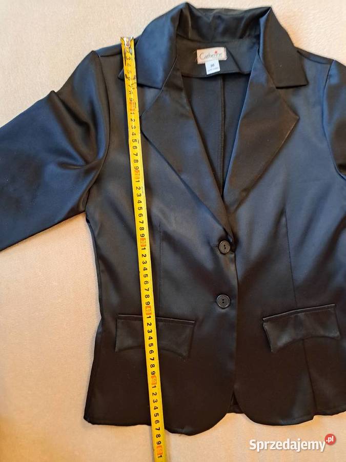 Żakiet czarny błyszczący cienki Brzesko