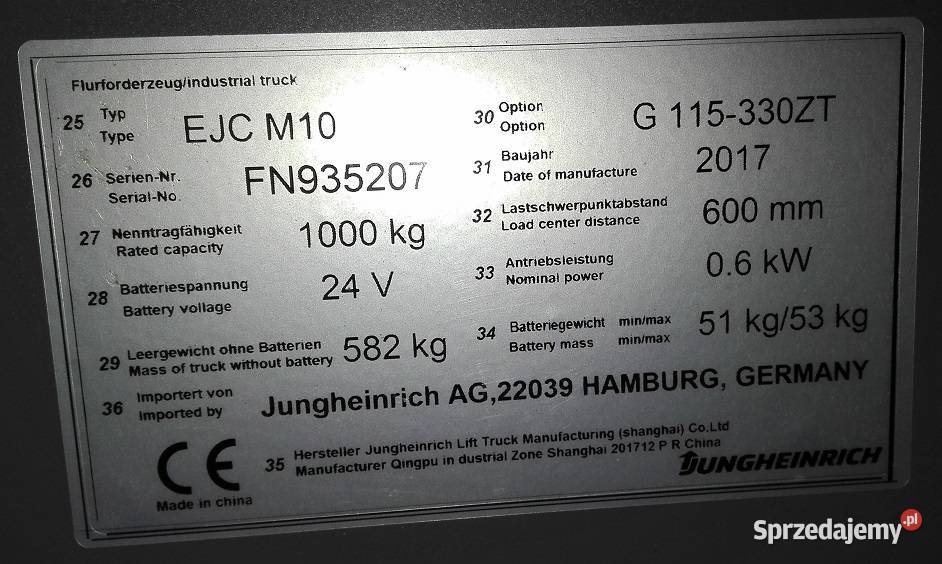 Prawie nieużywany elektryczny wózek podnośnikowy Rzeszów sprzedam
