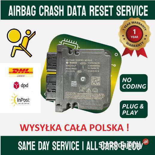 Naprawa kasowanie sensora sterownika SRS AirBag Reset Crash Data Wysyłka PL