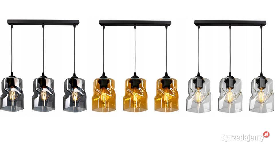 LAMPA WISZĄCA SUFITOWA potrójna SZKLANA KOLORY Choroszcz