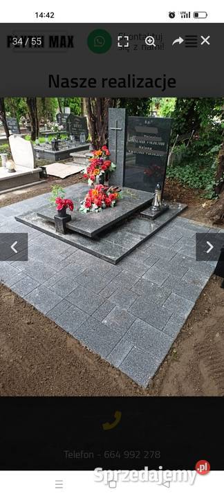 Kostka wokół grobu nagrobki granitowe Borki Wielkie