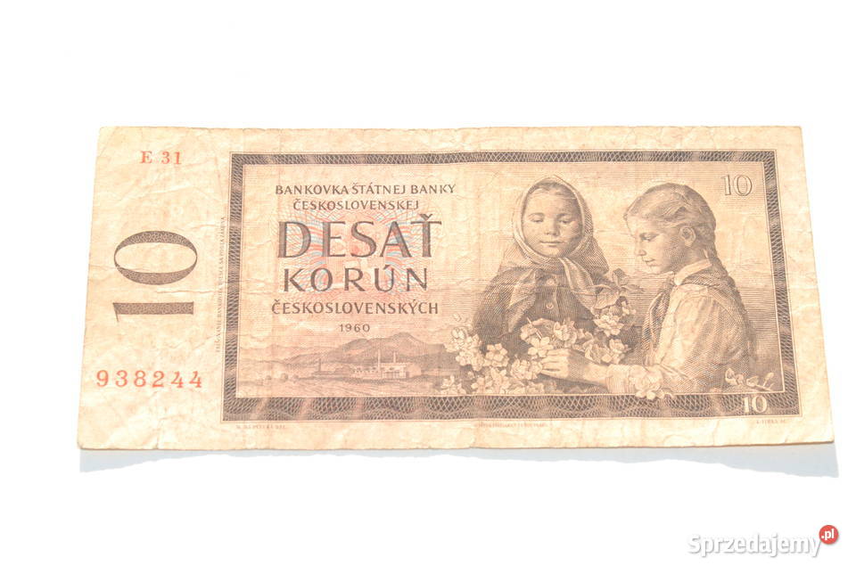 Stary banknot 10 koron Czechosłowacja 1960 antyk Cieszyn