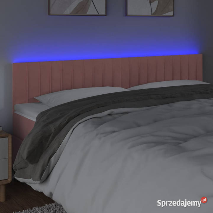 Zagłówek do łóżka z LED różowy 180x5x7888