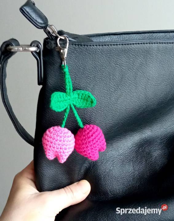 Tulipany wykonane na szydełku brelok łódzkie