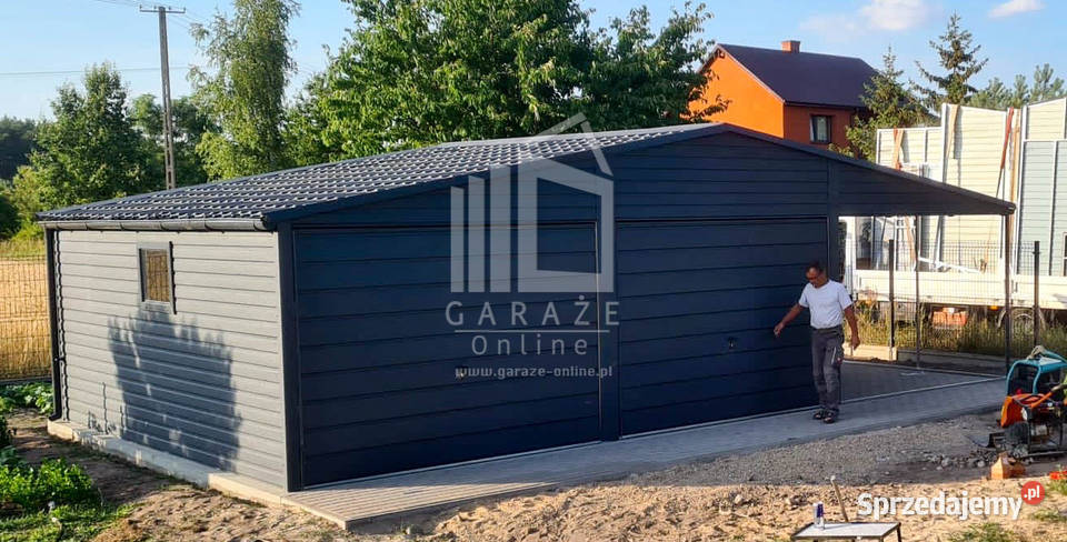 GARAŻ BLASZANY 6m x 6m wiata 3m dwuspad 2x Brama Zgorzelec