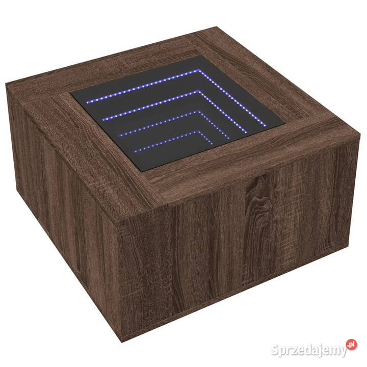 Stolik kawowy z LED brązowy dąb 60x60x40 Warszawa sprzedam