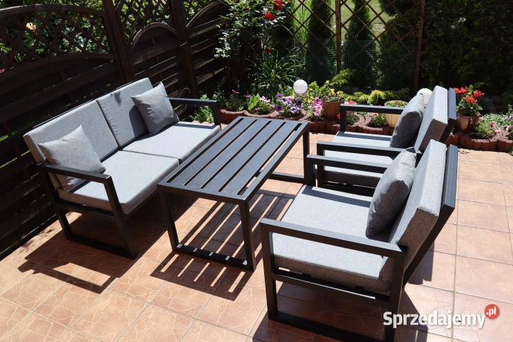Meble ogrodowe stalowe komplet poduszki Gołkowice