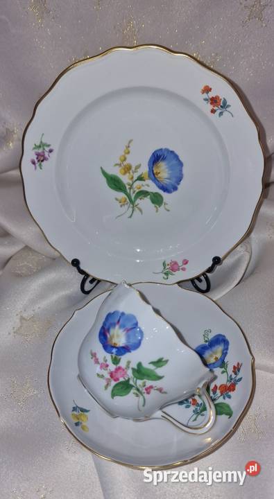 MeissenMiśni porcelanowe trio śniadaniowe Sadurki