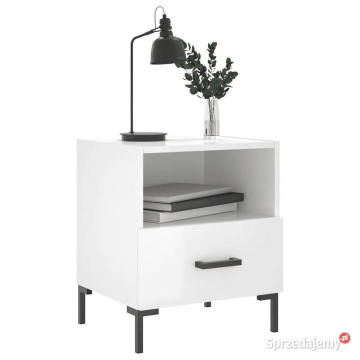 Szafki nocne 2 białe wysoki połysk 40x35x475 Warszawa
