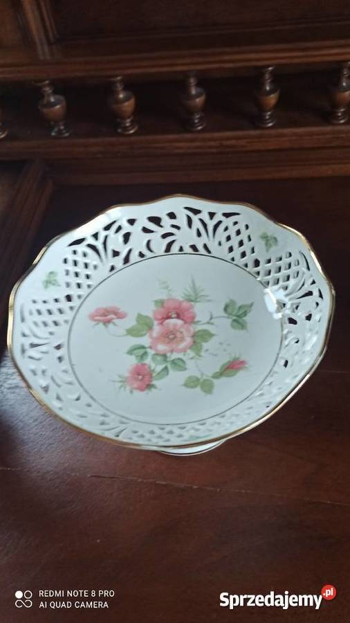 Patera na nodze ażur Schumann Arzberg Bavaria Porcelana i szkło