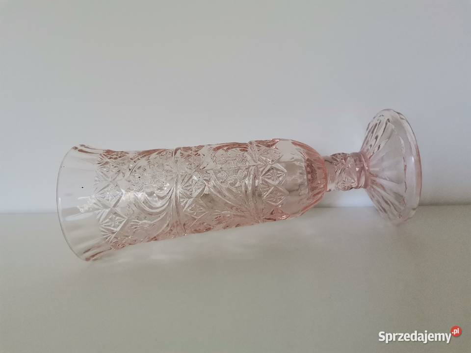 Stary różowy wazon kielich szkło Ząbkowice Katowice