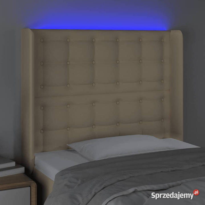 Zagłówek do łóżka z LED kremowy 93x16x118128