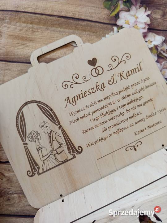 Drewniana walizka ślubna na pieniądze z łódzkie Bełchatów sprzedam