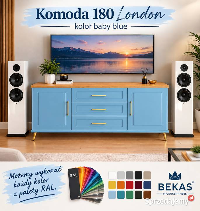 Komoda LONDYN 1802d3s Baby Blue Naturalny BLAT Inowrocław sprzedam