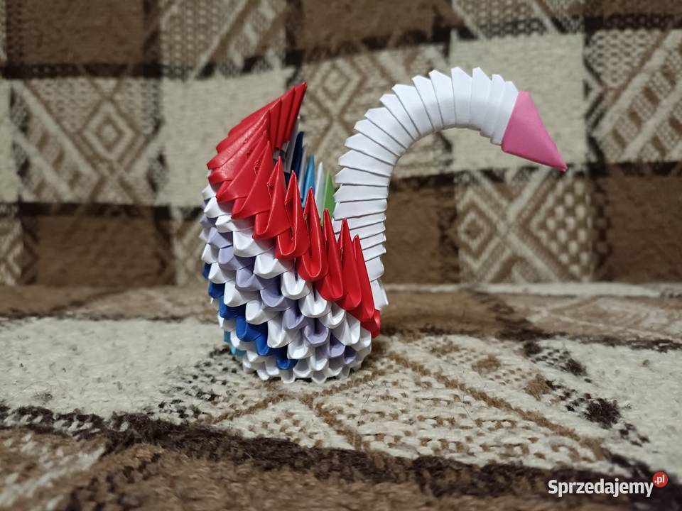 Mini Łabędź Kolorowy Origami Modułowe 3D