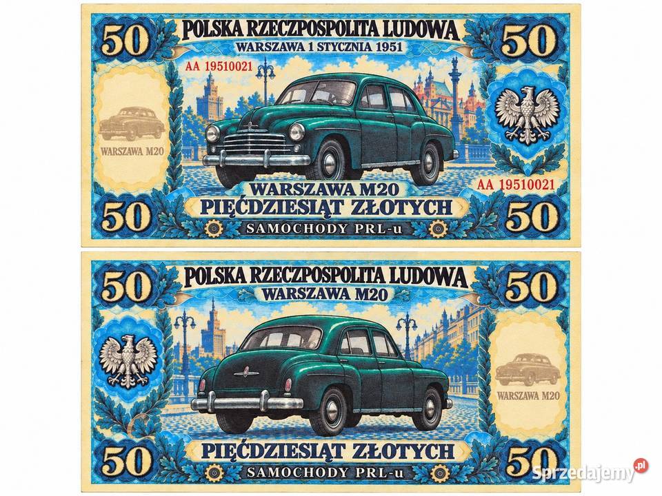 zestaw 14 banknotów z serii SAMOCHODY PRLu Białystok