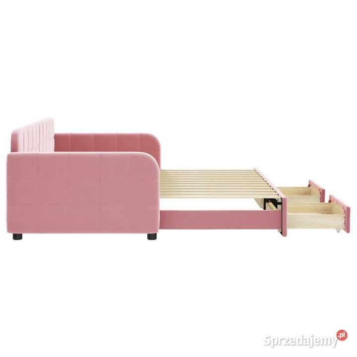 Sofa rozsuwana z szufladami różowa aksamit 71cm Warszawa sprzedam