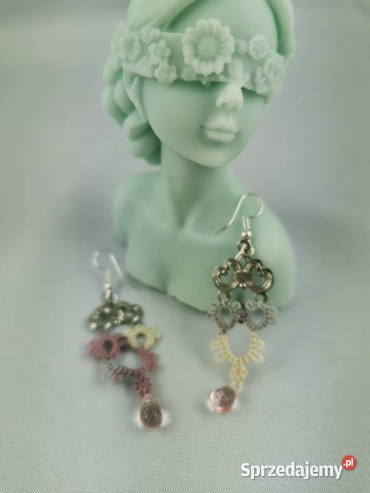 Kolczyki frywolitkowe Wiśniowa