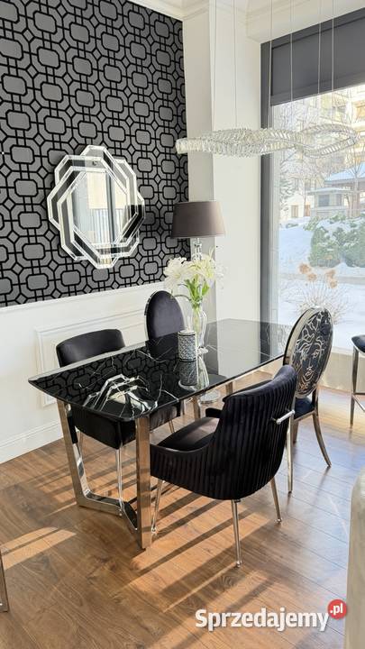 Luksusowy Stół Glamour KENT Srebrny Czarny Blat 180cm Warszawa