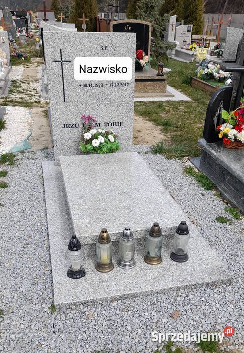 Nagrobek ziemny granit Strzegom 190 x 90