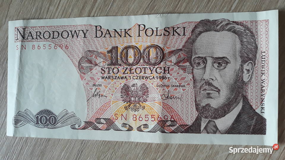 100 złotych 1VI1986 seria SN
