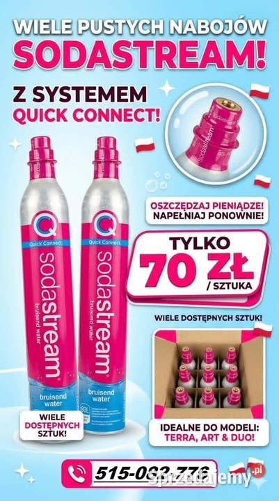 Sodastream różowe naboje kartusze puste wysyłka inny kolor Siedlce