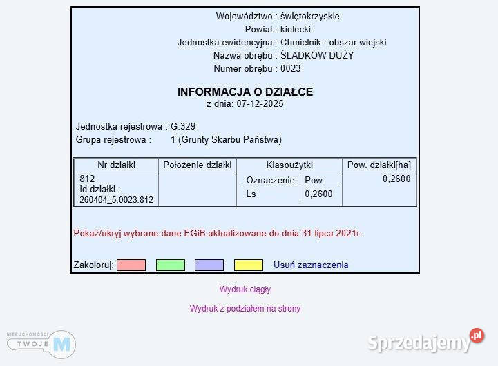 Ogłoszenie grunt Śladków Duży 43100m2 sprzedam