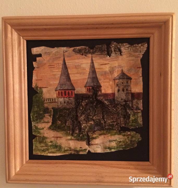 Obraz olejny na korze brzozy Rękodzieło Radziejów