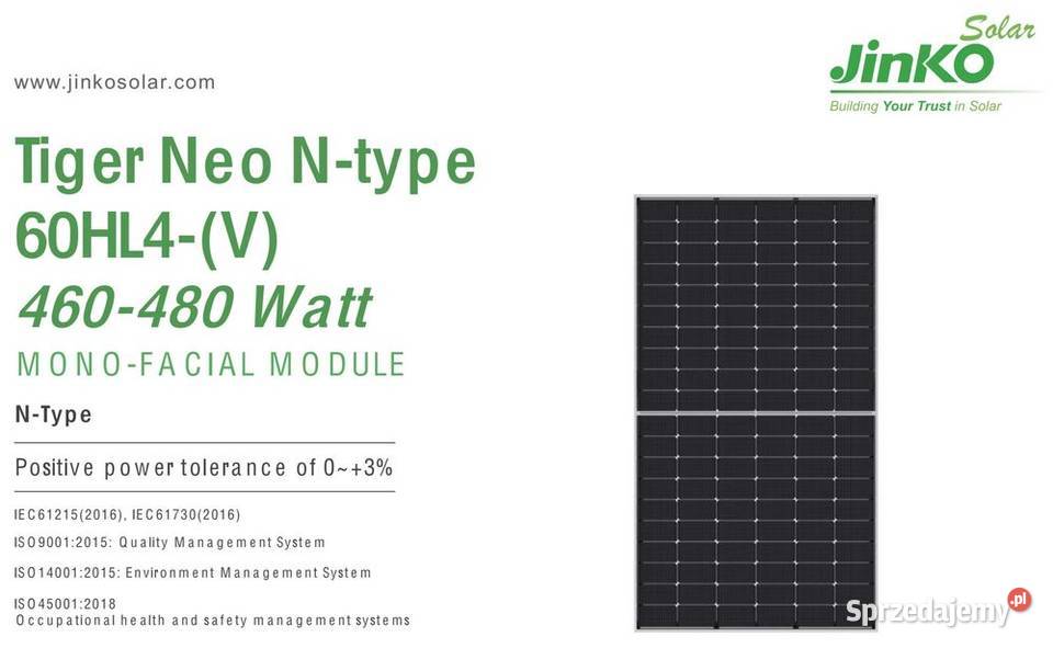 Panel PV JINKO 485W Mono N60 N Half cut Black