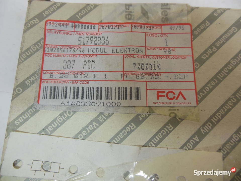 Moduł PDC czujniki Fiat Bravo II 51792836 przód Kozy