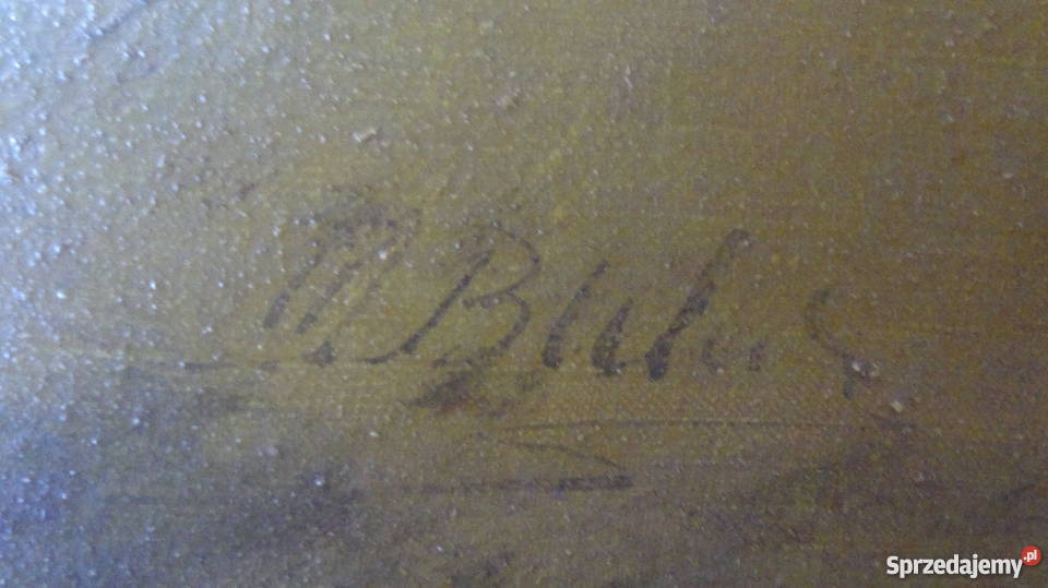 OBRAZ OLEJNY NA PŁÓTNIE około100 lat ANTYK Malarstwo Bytom