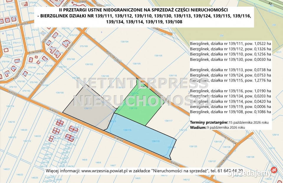 Działkę sprzedam Września 13134m2