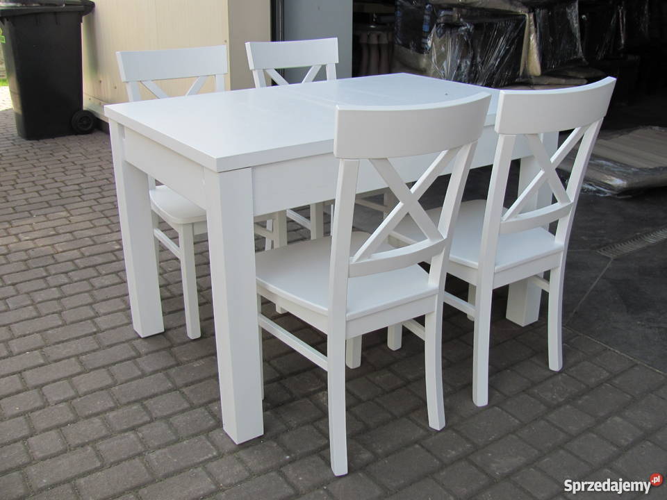 Komplet stół 120x80;/190 i 6 krzeseł biały rozkładany