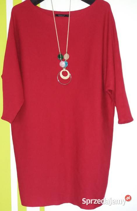 S Ciemnoczerwona sukienka o kroju nietoperza Odzież damska sprzedam